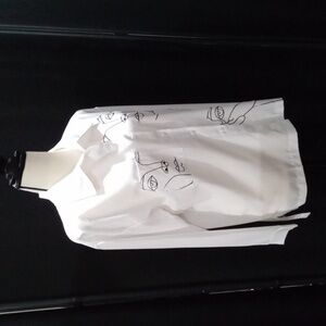 NWOT XL womens button up long sleeve white blouse